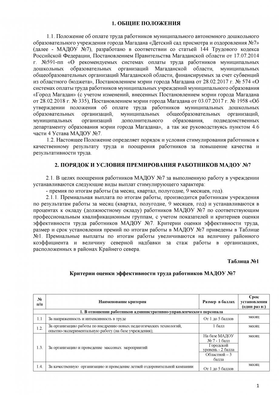 Положение о премировании